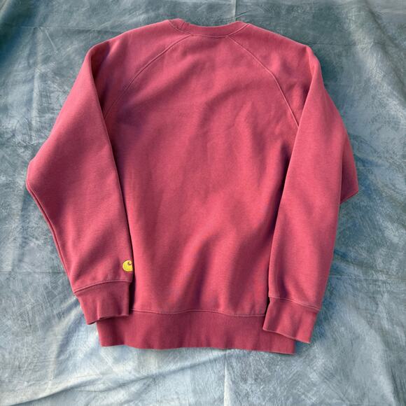 Men's Carhartt WIP Clay Pink Fleece Chase Crewneck Pullover Sweatshirt Sz Small - Picture 5 of 5